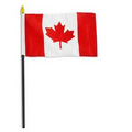 4" x 6" Canada Flag With Wooden Pole - Logo Imprint On Pole 1C